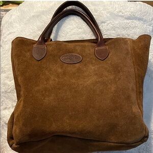 Vintage G.H. Bass Brown Suede Tote Bag with Leather Handles
